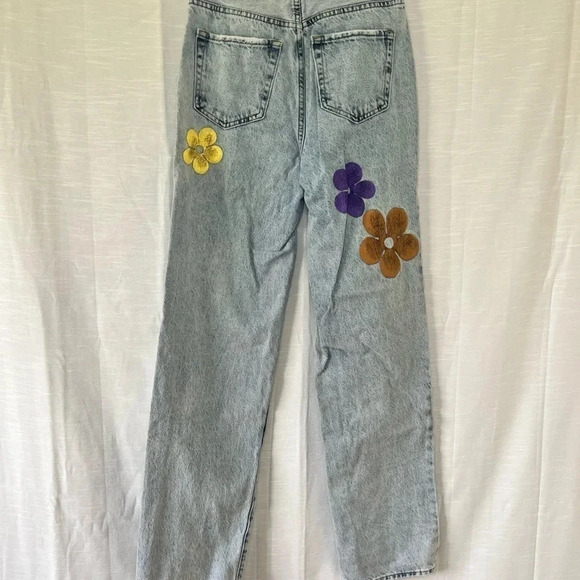 PacSun Light Blue Flower Graphic Boyfriend Jeans size 25 - Picture 11 of 15